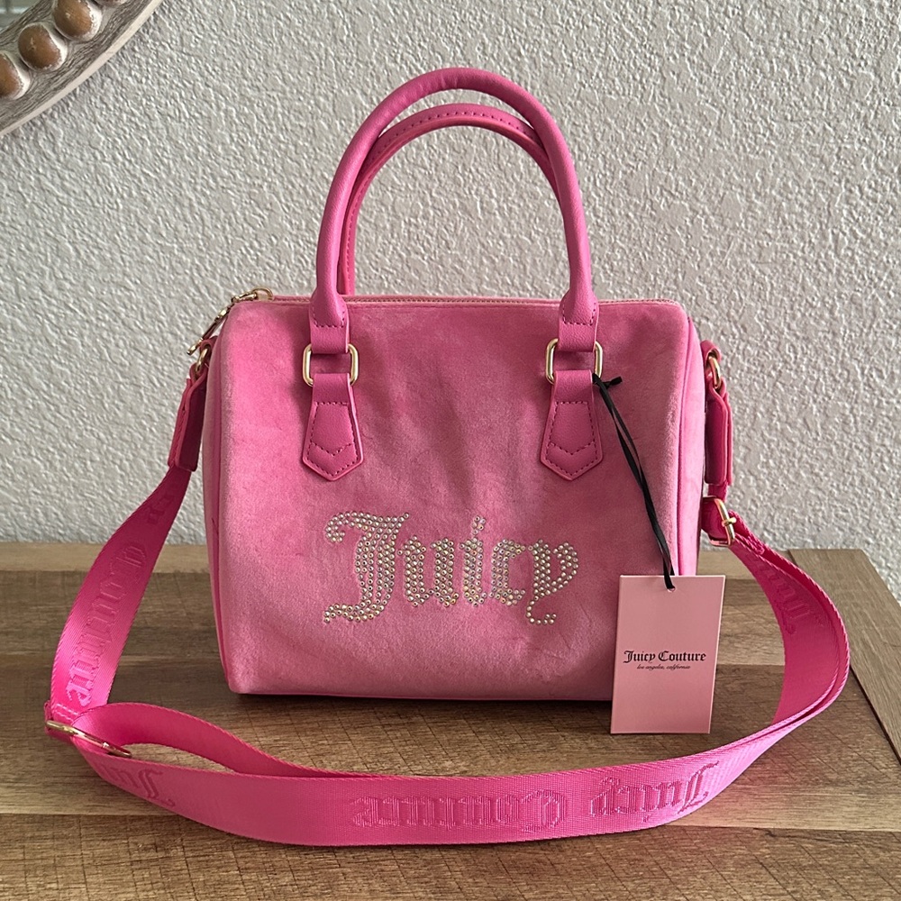 Juicy Couture Vibrant Pink Velour Satchel Bag